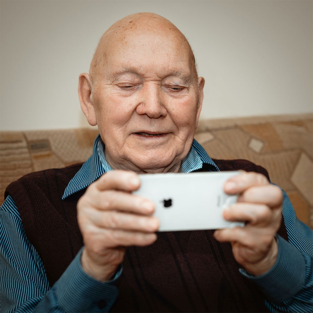 resident using a phone